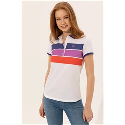 Kadın Mavi Polo Yaka Tişört