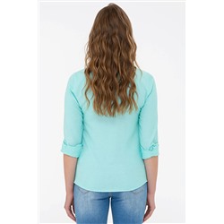 Kadın Mint Uzun Kollu Basic Gömlek