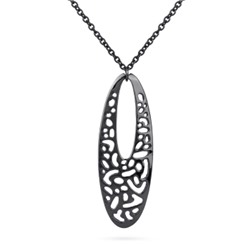 Кулон Узоры (покрытие черный родий) 85-90см, Есть комплект