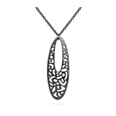 Кулон Узоры (покрытие черный родий) 85-90см, Есть комплект