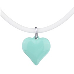 Колье-чокер Сердцебиение (2, 5см, эмаль морская свежесть, белый; родий)52см, Есть комплект