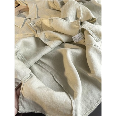 Женский льняной костюм рубашка и укороченные свободные брюки КО*С