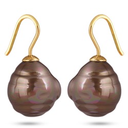 Серьги (Майорка 14мм барочная шоколад; покрытие золото), Есть комплект