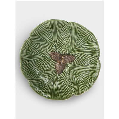 Блюдо, 19 см, керамика D, зеленое, Шишки на еловой ветке, Fir branch