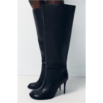 LEATHER STILETTO HEEL BOOTS