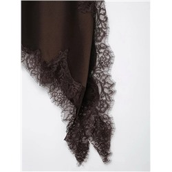 Ассиметричное атласное мини-платье с кружевом (4 цвета)