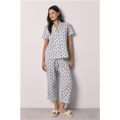Pijama camisero Capri algodón estampado