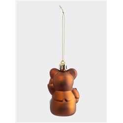 Игрушка елочная, 4х8 см, пластик, коричневая, Мишка, New year