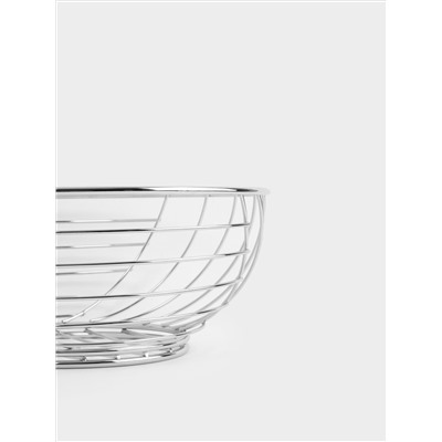 Корзина для фруктов, 27 см, металл, серебристая, Полосы, Spin