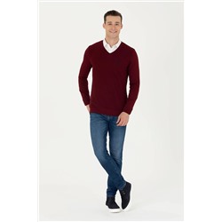 Erkek Bordo Basic Kazak