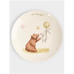 Набор посуды, детский, 1 перс, 3 пр, фарфор N, белый, Мишка и зайчик, Friendship