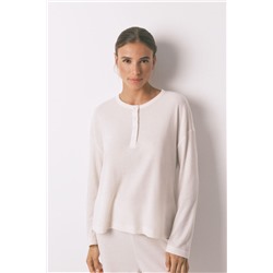 Pijama largo textura waffle blanco