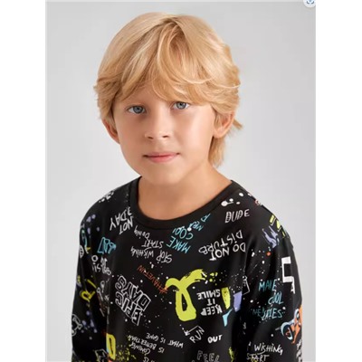 Пижама для мальчиков. Ткань: 95% хлопок + 5% стрейч