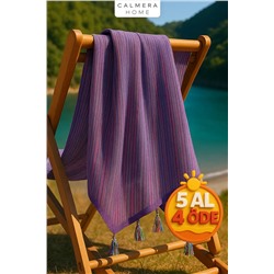 Calmera Etnika Peştemal | İnce - Renkli Saçaklı | Plaj Pareo, Deniz, Havuz, Yoga, Pilates Havlusu - Mor