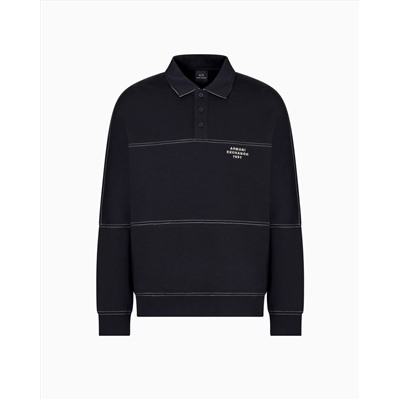 Bonded stretch polo sweatshirt