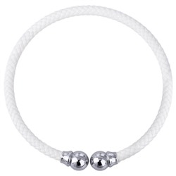 Колье-чокер Дуэт (бусина 16мм, кожа белая; покрытие родий), Есть комплект