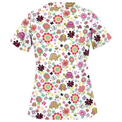 UA Slowpoke White Print Scrub Top