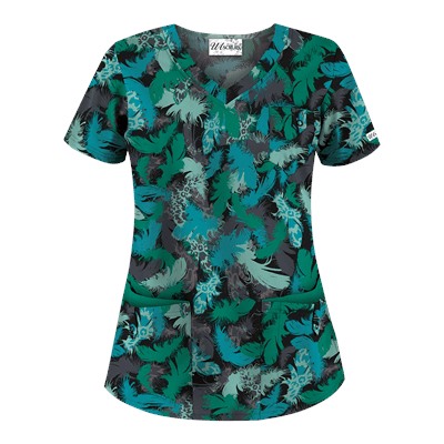UA Floating Feathers Pewter Print Top