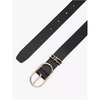 Oval Buckle Leather Belt