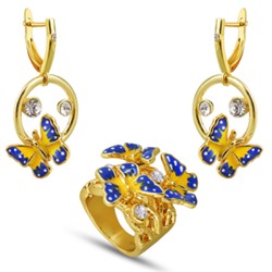 Комплект (кристаллы SW, эмаль желтая, синяя; покрытие золото)