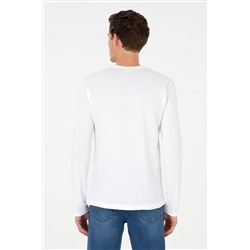 Erkek Beyaz Basic Sweatshirt