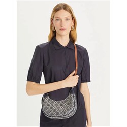 Сумка-полумесяц в американском стиле из жаккардовой кожи с окантовкой, подарочная коробка ТОРИ БЕРЧ