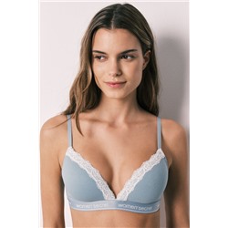 Sujetador triangular algodón canalé verde CHARMING