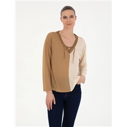 Bej Comfort Fit Örme Bluz