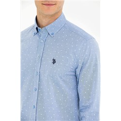 Erkek Mavi Uzun Kollu Gömlek