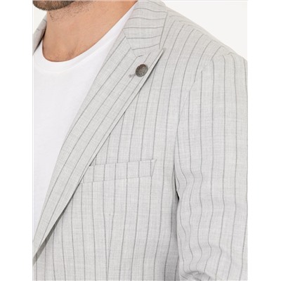 Gri Ex. Slim Fit Çizgili Spor Takım Elbise