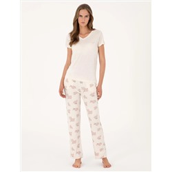 Krem Pijama Takımı