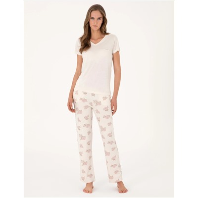 Krem Pijama Takımı