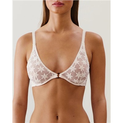Sujetador pañuelo triangular con bordado blanco