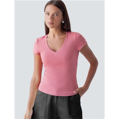 Футболка из плотного трикотажа с плетением риб 1*1