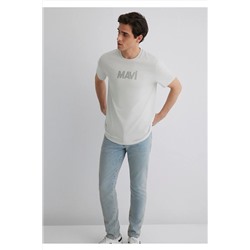 Mavi Logo Baskılı Gri Erkek T-shirt M066846-70080