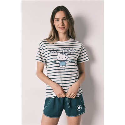 Pijama corto Hello Kitty rayas