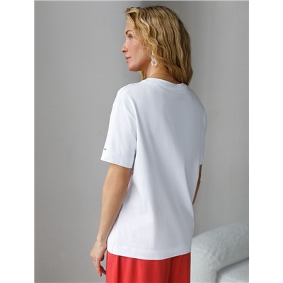 Свободная футболка с принтом из премиального хлопка с эластаном