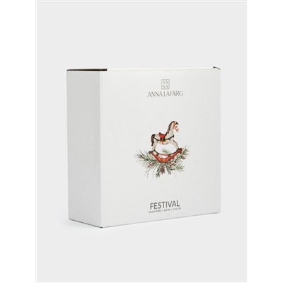 Салатник, 16х6 см, 420 мл, керамика D, красный, Лошадка, Festival