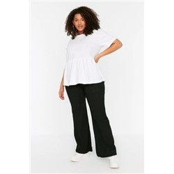 Trendyol Curve Siyah İspanyol Paça Örme Yüksek Bel Pantolon TBBSS22PL0416