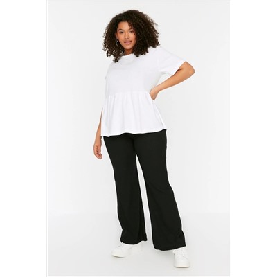 Trendyol Curve Siyah İspanyol Paça Örme Yüksek Bel Pantolon TBBSS22PL0416