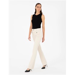 Ekru Flare Fit Pantolon
