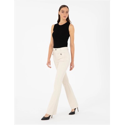 Ekru Flare Fit Pantolon
