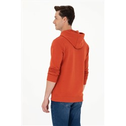 Erkek Kiremit Kapüşonlu Sweatshirt