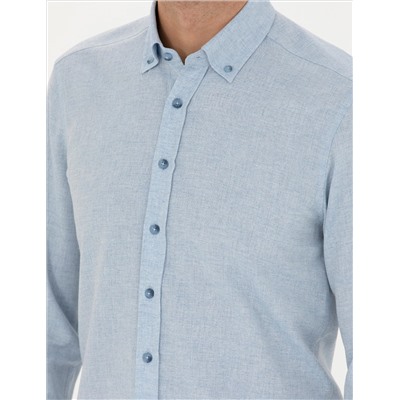 Açık Mavi Slim Fit Uzun Kollu Gömlek