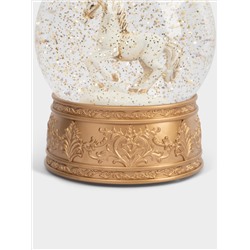 Снежный фонарь, 18 см, с подсветкой, пластик, золотистый, Лошадь в шаре, Horse