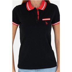 Kadın Siyah Polo Yaka Tişört