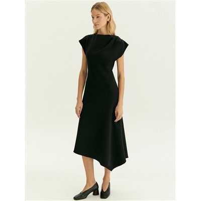 Трикотажное платье миди косого кроя из хлопка, PL1675/vixen