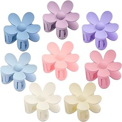 Hair Claw Clips, 8PCS Flower Hair Clips, Large Claw Clips for Women Thick Hair, Big Cute Dasiy Hair Clips, Non Slip Strong Hold for Women, Hair Accessories for Women Girls Gifts 8 Colors