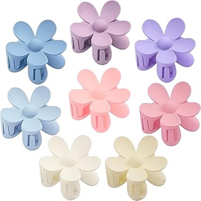 Hair Claw Clips, 8PCS Flower Hair Clips, Large Claw Clips for Women Thick Hair, Big Cute Dasiy Hair Clips, Non Slip Strong Hold for Women, Hair Accessories for Women Girls Gifts 8 Colors