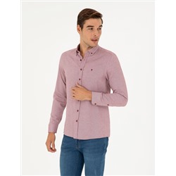Bordo Oxford Slim Fit Uzun Kollu Gömlek